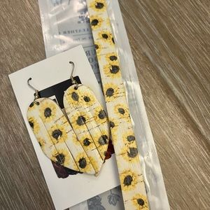NEW Sunflower bracelet & earrings by Flourish Leather Co